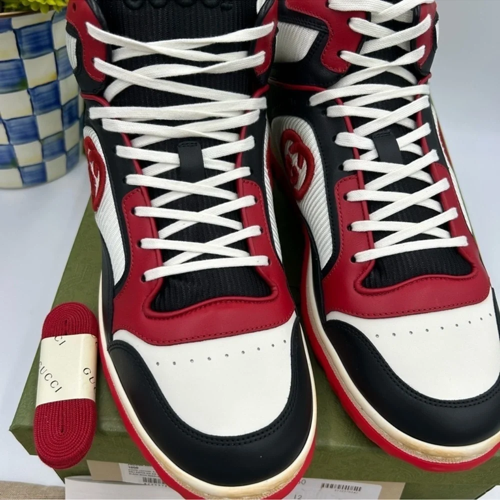 Men’s Gucci MAC 80 high top leather sneakers size 12 made in Italy